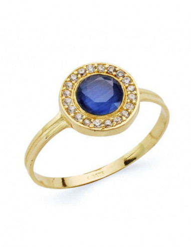 18K SORTIJA PIEDRA AZUL 5MM CIRCONITAS