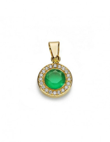 18K COLGANTE PIEDRA VERDE 5MM CIRCONITAS