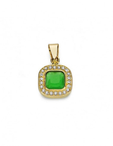 18K COLGANTE PIEDRA VERDE Y CIRCONITA...
