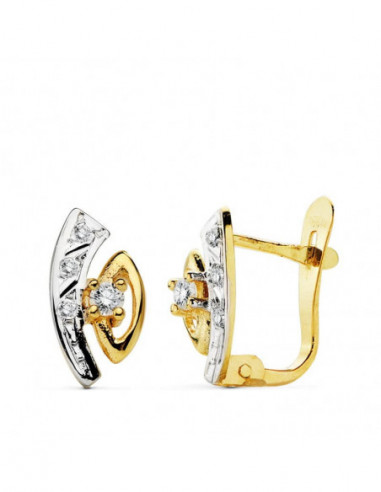 18K PENDIENTES BICOLOR CIRCONITAS...