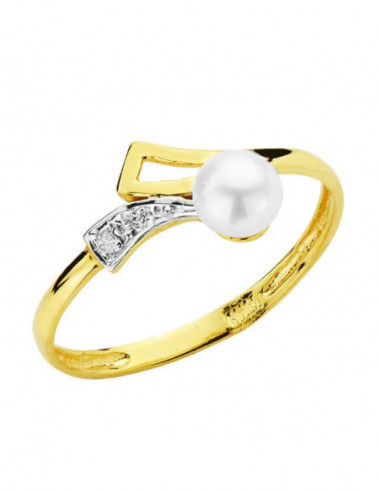 18K SORTIJA BICOLOR CIRCONITAS PERLA...