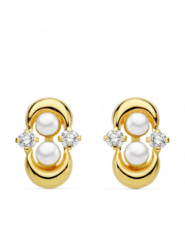 18K PENDIENTES COMUNION PERLA Y...