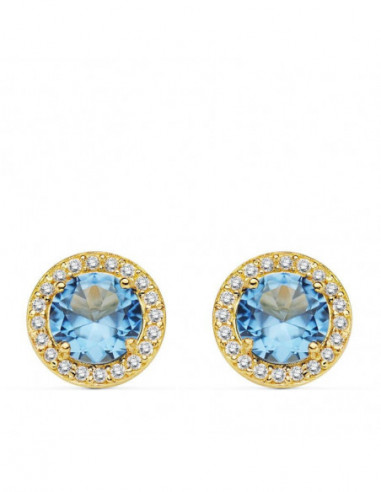 18K PENDIENTES PIEDRA AZUL CLARO 9...
