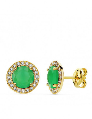 18K PENDIENTES PIEDRA VERDE...
