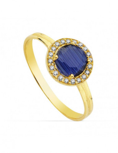 18K SORTIJA PIEDRA AZUL 9 MMCIRCONITAS