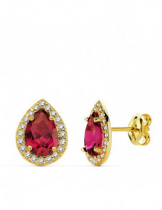 18K PENDIENTES PIEDRA ROJA... 2