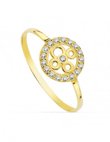 18K SORTIJA CIRCONITAS REDONDA 9 MM