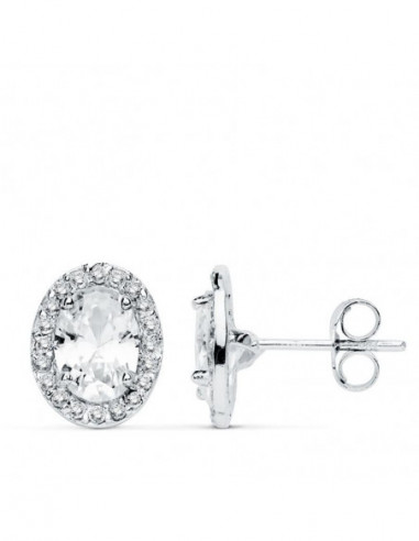 18K PENDIENTES ORO BLANCO OVAL...