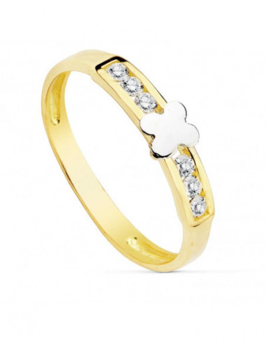 SORTIJA ORO BICOLOR CIRCONITAS FLOR