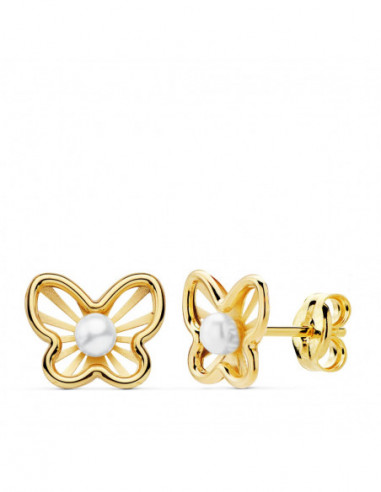 18K PENDIENTES MARIPOSAS 9X7 MM...