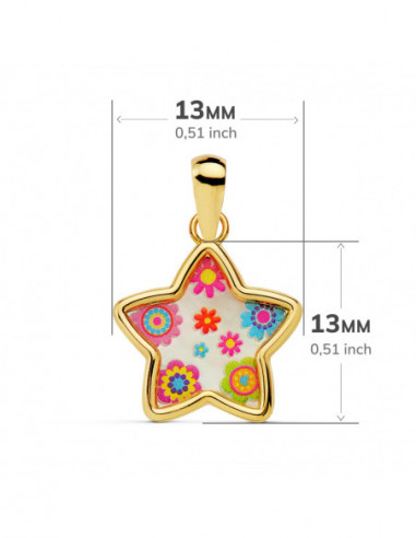 18K COLGANTE ESTRELLA NACAR COLORES....