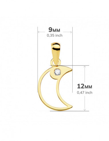 18K COLGANTE LUNA CIRCONITA 12X9 MM