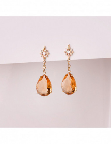 18K PENDIENTES PIEDRA PERA COLOR...