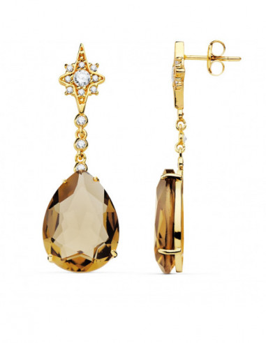 18K PENDIENTES PIEDRA PERA COLOR...