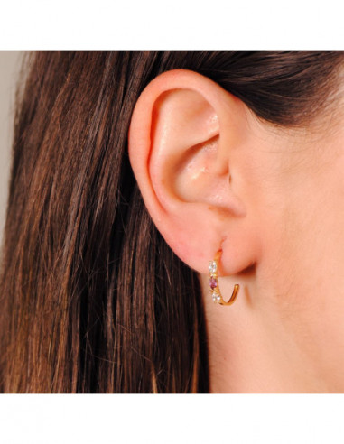 18K PENDIENTES ORO AMARILLO MEDIO ARO...