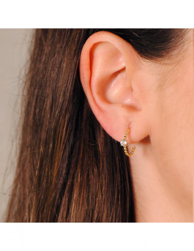 18K PENDIENTES ORO AMARILLO MEDIO ARO...