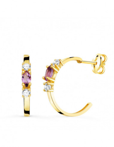 18K PENDIENTES ORO AMARILLO MEDIO ARO...