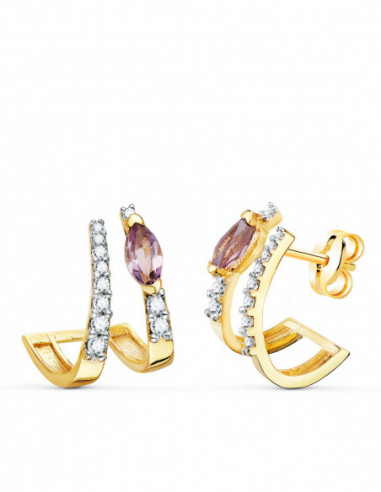 18K PENDIENTES ORO AMARILLO BANDAS...