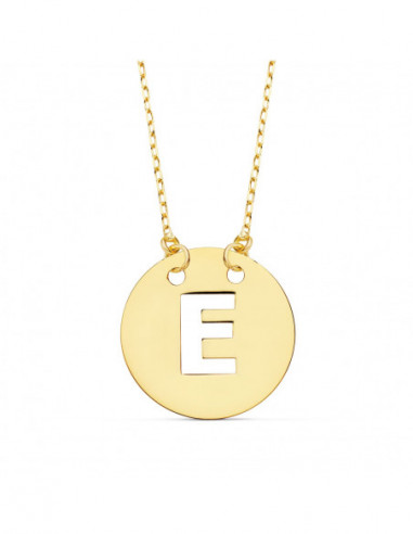 18K COLGANTE LETRA  E  15 MM CADENA...