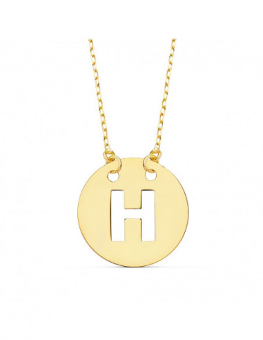 18K COLGANTE LETRA " H " 15 MM CADENA...
