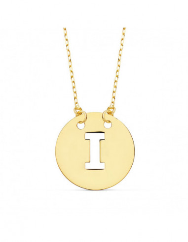 18K COLGANTE LETRA  I  15 MM CADENA...