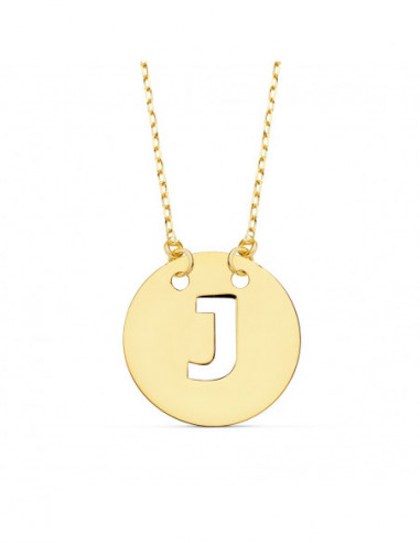 18K COLGANTE LETRA  J  15 MM CADENA...
