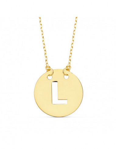 18K COLGANTE LETRA  L  15 MM CADENA...