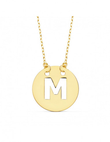 18K COLGANTE LETRA  M  15 MM CADENA...