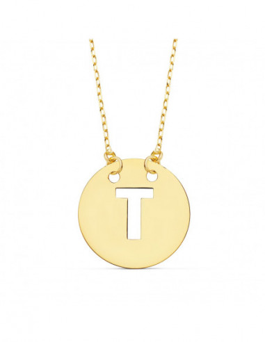 18K COLGANTE LETRA  T  15 MM CADENA...