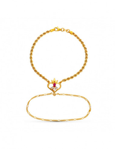 18K PULSERA ORO AMARILLO INDIA RUBI...