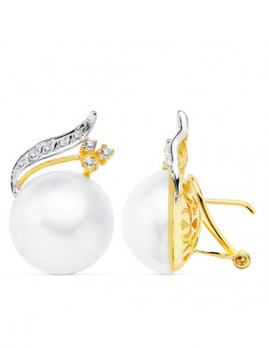 18K PENDIENTES ORO AMARILLO PERLA...