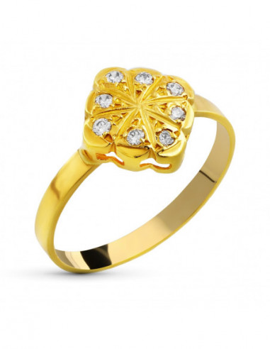18K SORTIJA ORO AMARILLO CIRCONITAS 9 MM