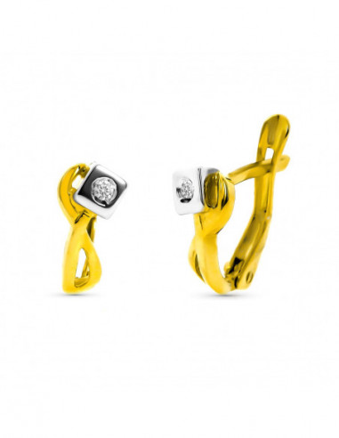 18K PENDIENTES ORO BICOLOR CON...