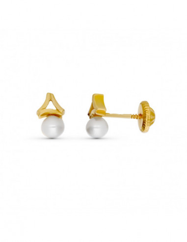 18K PENDIENTES ORO AMARILLO PERLA 7X4...