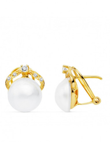 18K PENDIENTES ORO AMARILLO PERLA...