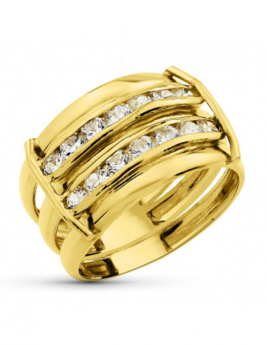 18K SORTIJA ORO AMARILLO BANDAS LISAS...