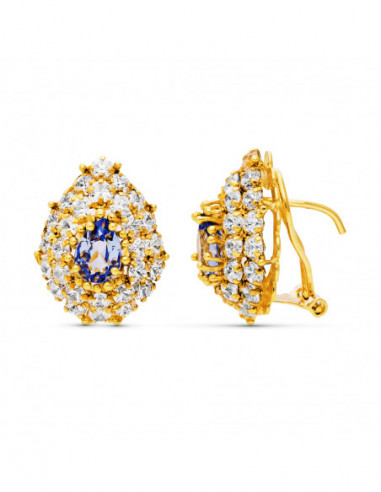 18K PENDIENTES ORO AMARILLO PIEDRA Y...