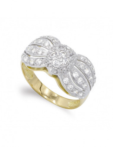 18K SORTIJA ORO BICOLOR Y CIRCONITAS