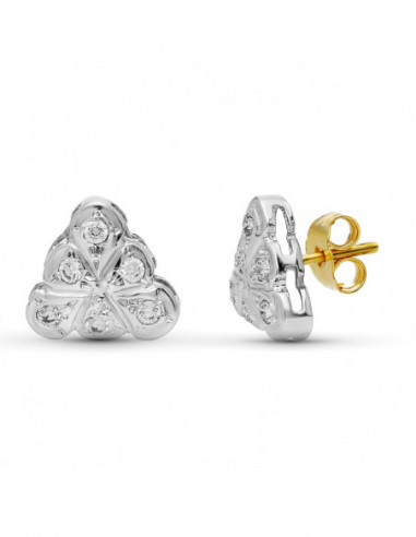 18K PENDIENTES ORO BICOLOR CIRCONITAS...