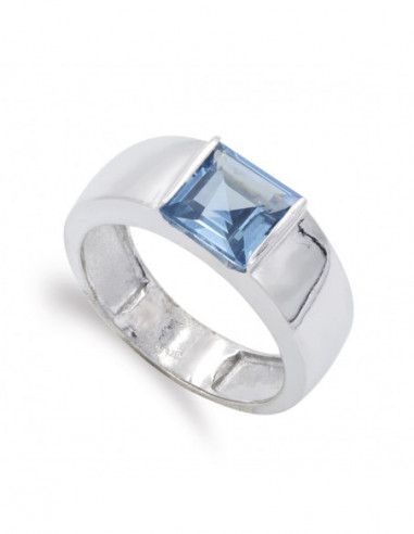 18K SORTIJA ORO BLANCO AGUAMARINA 8 MM