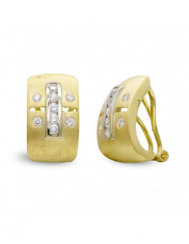 18K PENDIENTES ORO BICOLOR MATE Y...