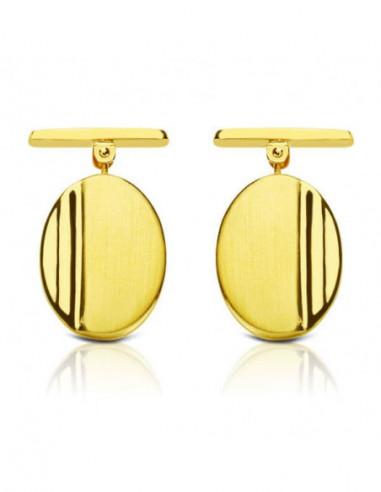 18K GEMELOS ORO AMARILLO OVAL MATE y...