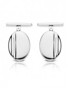 18K GEMELOS ORO BLANCO OVAL... 2