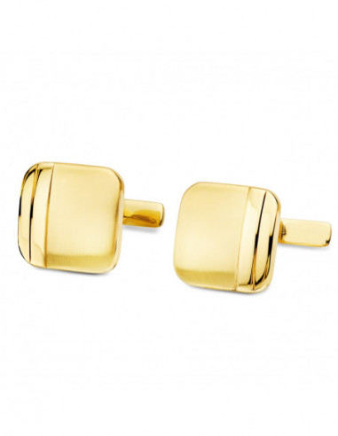 GEMELOS ORO AMARILLO CUADRADOS MATE Y...