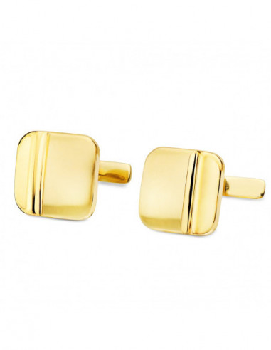 GEMELOS ORO AMARILLO CUADRADOS MATE Y...