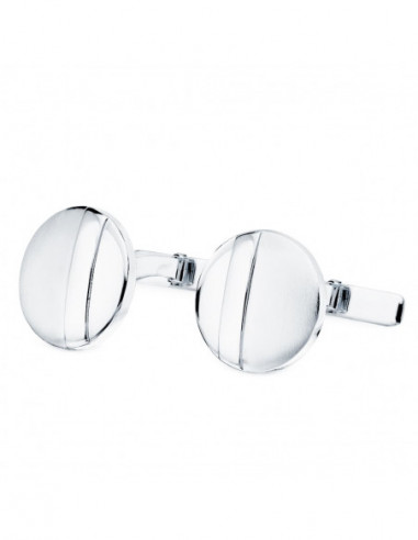 18K GEMELOS ORO BLANCO REDONDOS MATE...