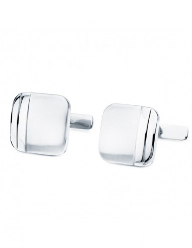 GEMELOS ORO BLANCO CUADRADOS MATE Y...
