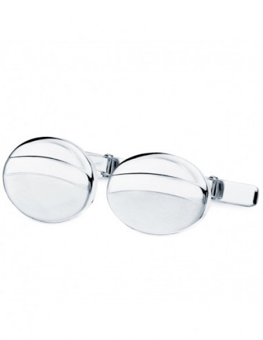 18K GEMELOS ORO BLANCO OVAL MATE Y...