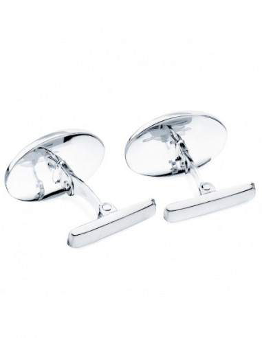 18K GEMELOS ORO BLANCO OVAL MATE Y...