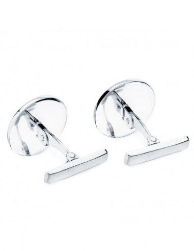 18K GEMELOS ORO BLANCO REDONDOS MATE...